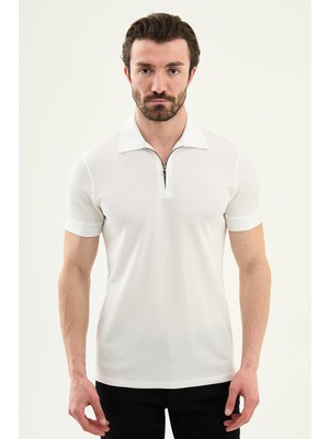 MCR Düz Slim Fit Fermuarlı Polo Yaka Erkek T-Shirt