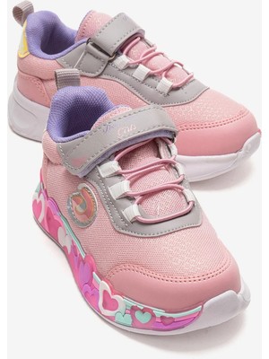 Ccway Cırtlı Kalpli Taban Anorak Çocuk Spor Ayakkabı 26-30 PEMBE LİLA