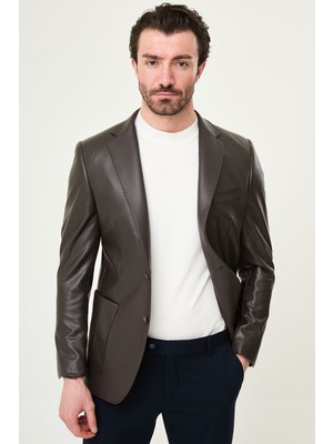 MCR Düz Slim Fit Torba Cep Deri Erkek Ceket