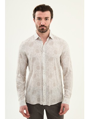 MCR Desenli Slim Fit Uzun Kollu Erkek Gömlek