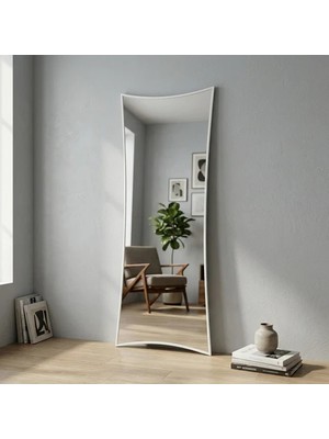 Aypars Atölye Modern Kavisli Boy Aynası 40X120 cm – Dalgalı Formlu Minimalist Dekoratif Beyaz Duvar Aynası