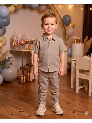 Erkek Çocuk Ince Keten Gömlek Pantolon Takım