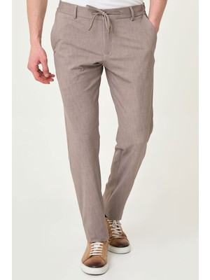 MCR Çizgili Super Slim Fit Beli Lastikli Ipli Erkek Pantolon