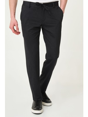MCR Çizgili Super Slim Fit Beli Lastikli Ipli Erkek Pantolon