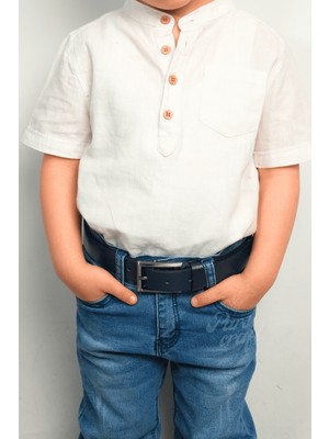 Parscraft Çocuk Kemeri %100 Hakiki Deri 3 cm Lacivert Yumuşak Kopma Kırılma Olmaz