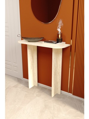 Feyza Design Modern Traverten Desenli Dresuar - 90X90 cm Gri Renkli