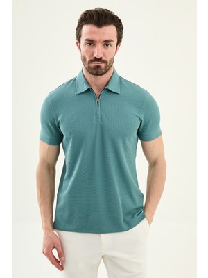 MCR Düz Slim Fit Fermuarlı Polo Yaka Erkek T-Shirt