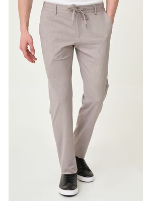 MCR Çizgili Super Slim Fit Beli Lastikli Ipli Erkek Pantolon