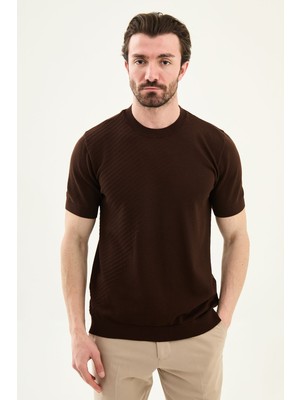 MCR Parçalı Slim Fit Bisiklet Yaka Erkek Triko T-Shirt