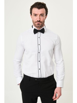 MCR Düz Slim Fit Ata Yaka Metal Düğme Erkek Gömlek