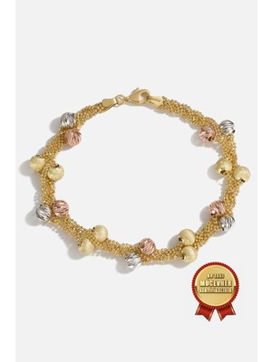 Meks Jewels Mikron Altın Kaplama 925 Ayar Gümüş Sarmal Dorika Bileklik