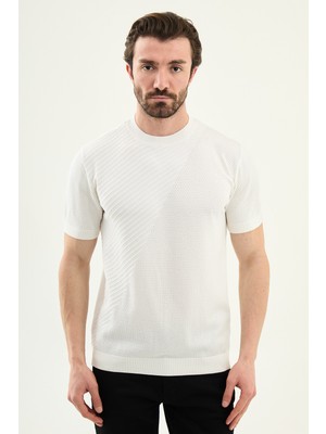 MCR Parçalı Slim Fit Bisiklet Yaka Erkek Triko T-Shirt
