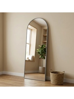 Aypars Atölye Modern Kemer Form Boy Aynası 40X120 cm – Minimalist Ince Gri Çerçeveli Dekoratif Duvar Aynası 2026 Trend