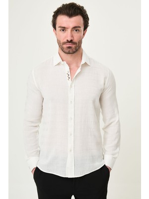 MCR Desenli Slim Fit %100 Pamuk Erkek Gömlek