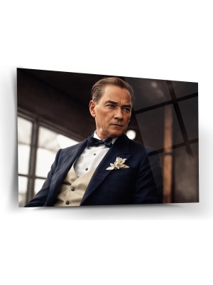 Shiny Art Atatürk Smokin Portre Cam Tablo - ATA323