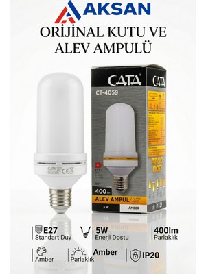 Cata CT-4059 Alev Efektli LED Ampul E27 5W Amber – Yerçekimi Sensörlü, 4 Modlu Dekoratif (Şömine Etkisi)