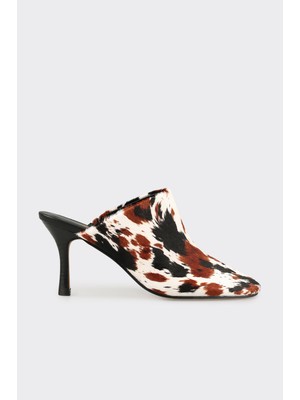Elle Multi Hayvan Desenli Deri Kadın Terlik
