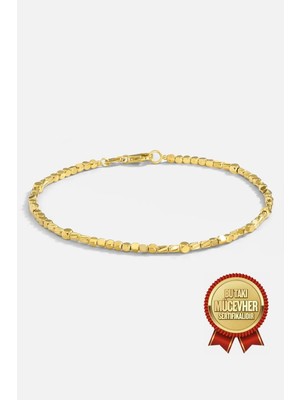 Meks Jewels Mikron Altın Kaplama Gümüş Asimetrik Küp Bileklik