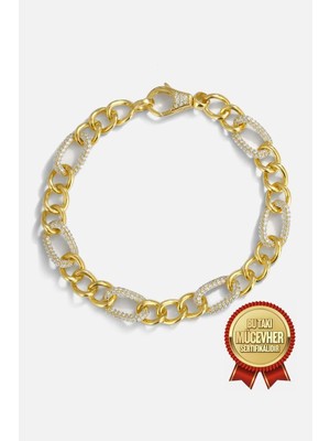 Meks Jewels Mikron Altın Kaplama Gümüş Figaro Bileklik