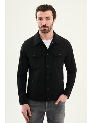 MCR Düz Slim Fit Gömlek Yaka Yandan Cepli Erkek Mont