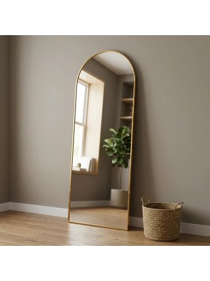 Aypars Atölye Modern Kemer Form Boy Aynası 40X120 cm – Minimalist Ince Altın Çerçeveli Dekoratif Duvar Aynası 2026 Trend