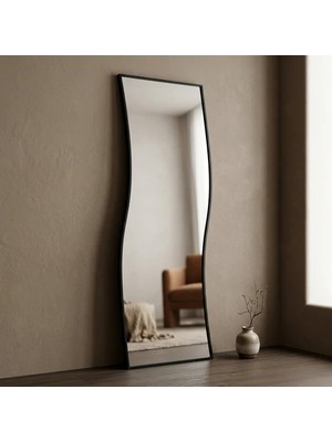 Aypars Atölye Modern Dalgalı Boy Aynası 40X120 cm – Organik Formlu Siyah Minimalist Dekoratif Duvar Aynası 2026 Trend
