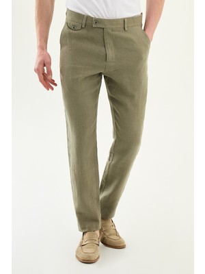 MCR Düz Slim Fit %100 Keten Erkek Pantolon