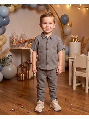 Erkek Çocuk Ince Keten Gömlek Pantolon Takım