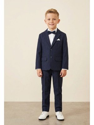 Terry Erkek Çocuk Keten Ceket, Pantolon ve Gömlek, Papyon 4lü Takım