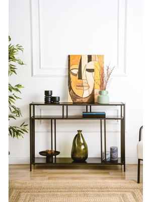 Feyza Design Şık Siyah Dresuar Konsol - Yüksek Kaliteli Metal Tasarım