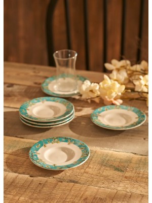 Bella Maison Van Gogh Almond Blossom 6'lı Çay Tabağı Turkuaz (12 Cm)