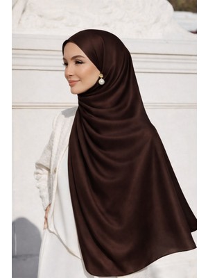 Olcay Saten Dokulu Janjanlı Abiye Şal KAHVE 102