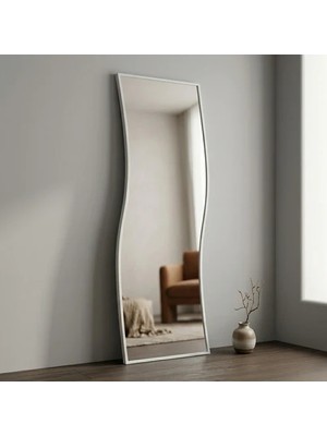 Aypars Atölye Modern Dalgalı Boy Aynası 40X120 cm – Organik Formlu Beyaz Minimalist Dekoratif Duvar Aynası 2026 Trend