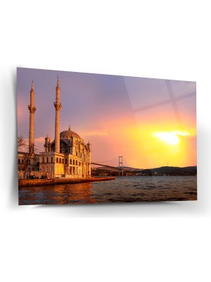 Shiny Art Gün Batımında Ortaköy Camii Cam Tablo - ISL251