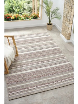 Seyran Halı Hasır Görünümlü Etnik Halı Bordo