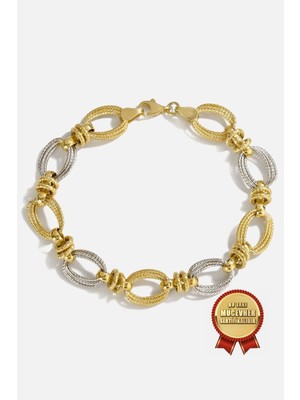 Meks Jewels Mikron Altın Kaplama 925 Ayar Gümüş Fiyonk Bileklik