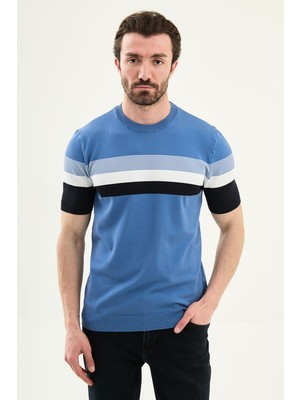 MCR Çizgili Slim Fit Bisiklet Yaka Erkek Triko T-Shirt