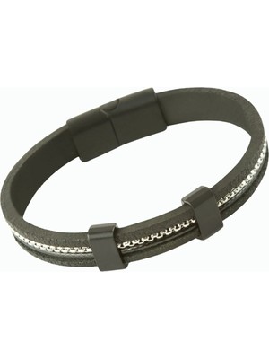 Zincir Şekilli Mıknatıslı Deri Bileklik Nemere