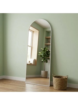 Aypars Atölye Modern Kemer Form Boy Aynası 40X120 cm – Minimalist Ince Beyaz Çerçeveli Dekoratif Duvar Aynası 2026 Trend