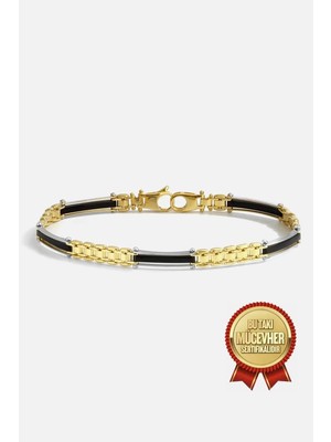 Meks Jewels Mikron Altın Kaplama Gümüş Erkek Bilekliği