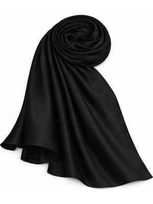 Olcay Saten Dokulu Janjanlı Abiye Şal SİYAH 102