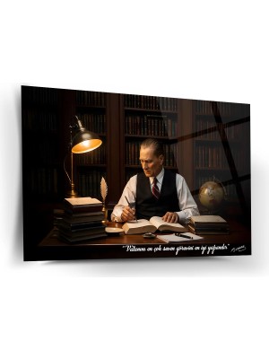Shiny Art Atatürk Kütüphane Çalışma Cam Tablo - ATA322