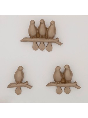 Selim Mary 3'lü Dekoratif Kuş Vizon