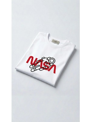 Hoxie Unisex Düz Renk Nasa Dijital Baskılı Bisiklet Yaka Basic Tişört