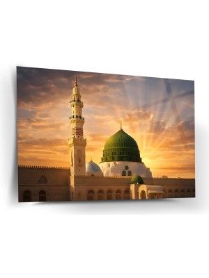 Shiny Art Gün Doğumunda Mescid-I Nebevi Cam Tablo - ISL252