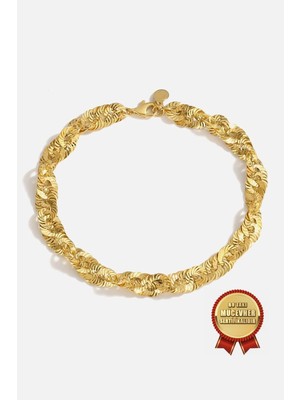 Meks Jewels Mikron Altın Kaplama 925 Ayar Gümüş Lazerli Bileklik
