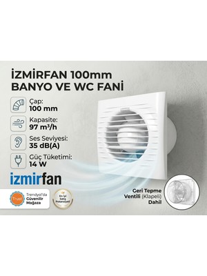 VentEurope Easy 100 Bd Kapaklı Banyo Wc Aspiratör Fanı 10 cm Sessiz Havalandırma Fanı 100 mm