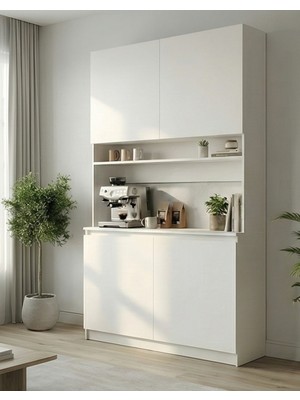 Freehome Premium Mdf Ürün Flora Kahve Köşesi Mutfak Kiler Dolabı Çok Amaçlı Dolap Kahve Istasyonu