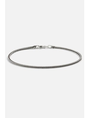 Meks Jewels Gümüş Ince Örme Erkek Bilekliği