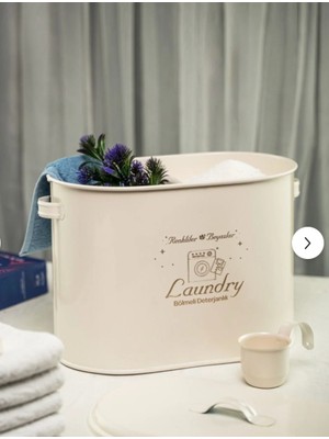 Bölmeli Metal Kapaklı Ölçekli Deterjanlık, Toz Deterjanlık, Banyo Deterjanlık, (Laundry Baskılı)